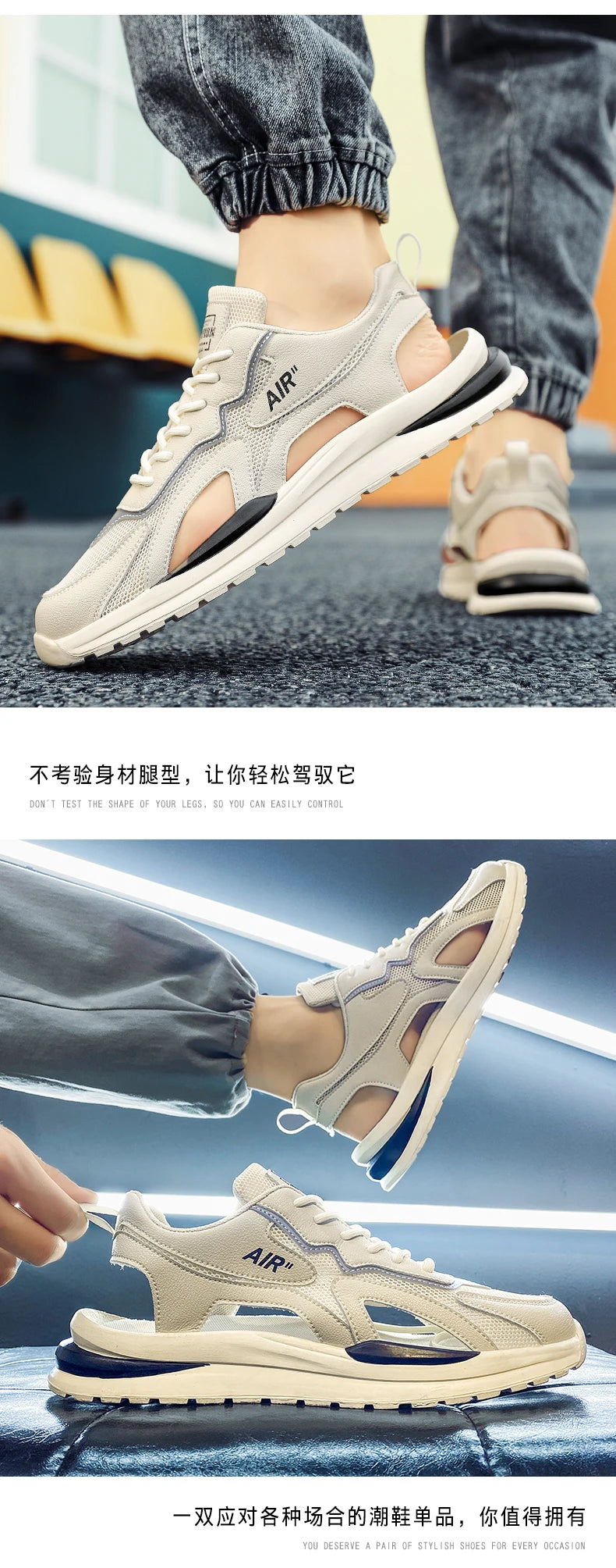 Summer Men Hollow Sandal Sneakers Breathable Mesh Platform Quick-Dry Casual Walking Shoes Non Slip Light Outdoor Beach Trainers