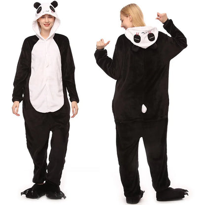 Animal Onesies Kigurumi Unicorn Pajamas Set Women Winter Overall Flannel Cartoon Cosplay Sleepwear Jumpsuit Men Homewear Pijama