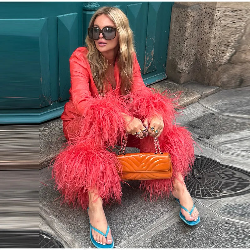 Jacquard Satin Fringe Three Piece Set Kimono Long Open Coat Wrap V Neck Top Fringe Trousers 2026 Summer Resort Lady Elegant Suit