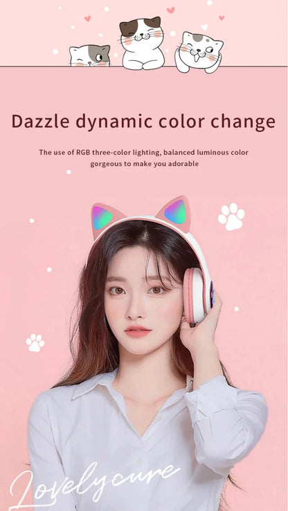 Cat Shaped Wireless Bluetooth Earphones Handsfree Earbuds with Microphone for All Phones Fashion Headphoens Game Headset