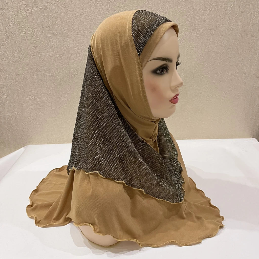 H076 Adults or big girls medium size 70*60cm pray hijab muslim hijab scarf islamic headscarf hat amira pull on headwrap