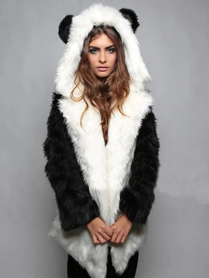 2026 Women Winter Furry Small Size Faux Fur Coat Female Hooded Long Sleeve Plush Jacket Lady Thick Fake Fur Warm Fluffy Outwear