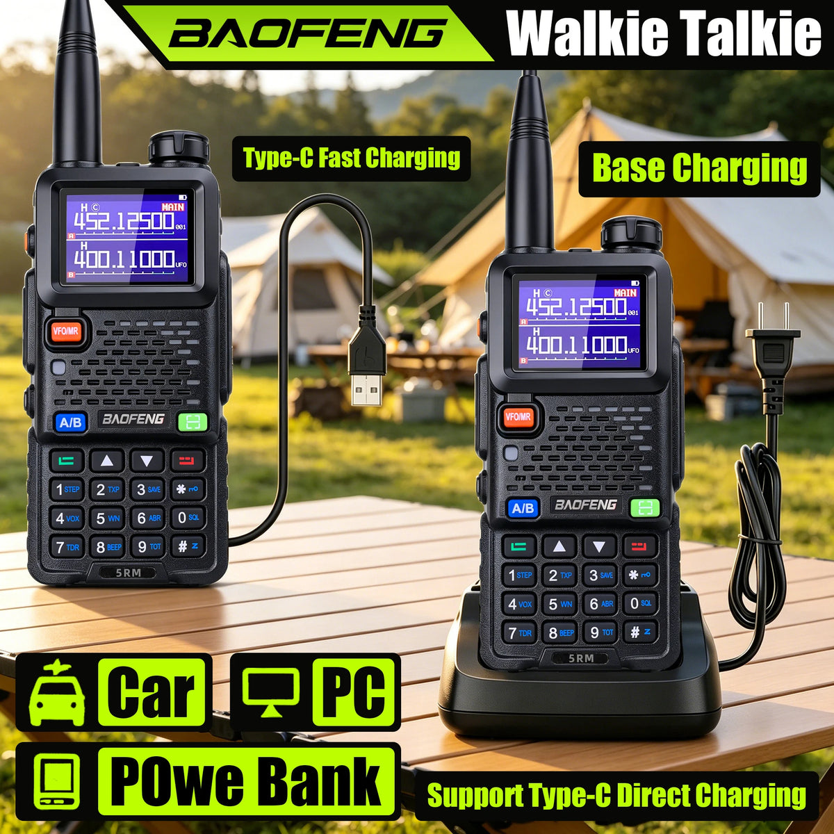 Baofeng UV5RM Walkie-Talkie, New Model, High-Power, Baofeng Radio, Car-Mounted Handheld Transceiver, Perfect for Fleet and Self-