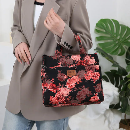 New Large Capacity Thickened Cloth Art Handbag Minimalist Work Lunch Box Storage Bag Suitable for Shopping Miscellaneous Uses