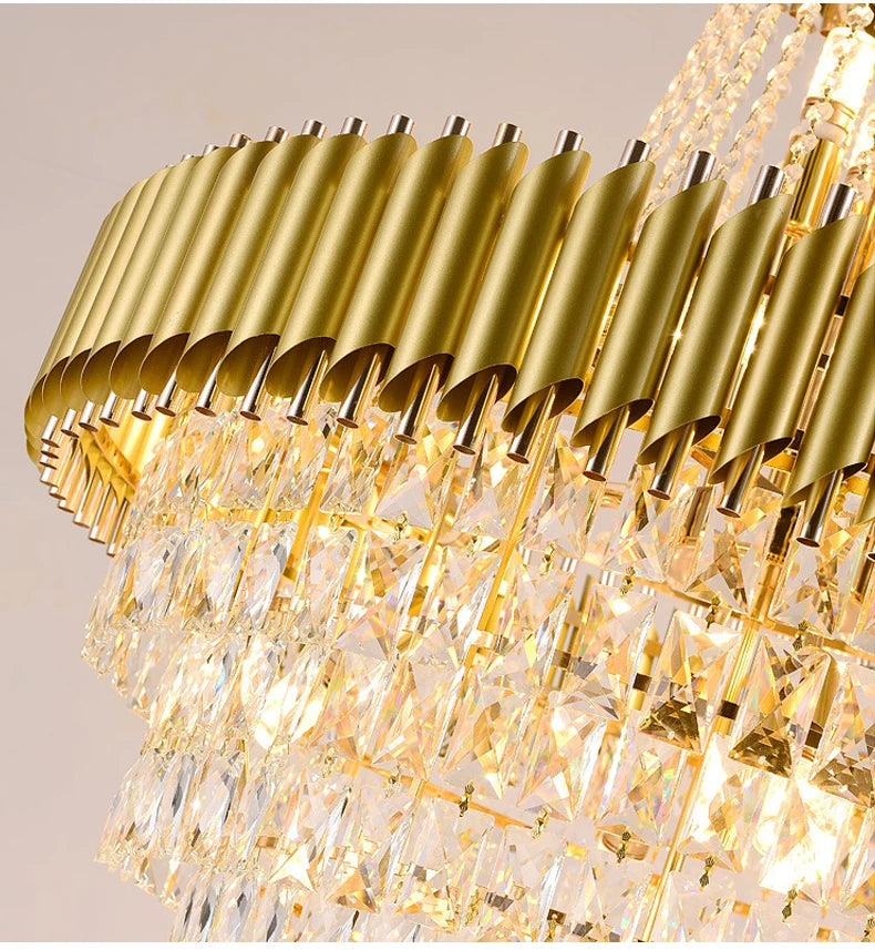 Luxury Crystal Chandeliers Home Villa Duplex  Attic Living Room Lighting Loft Decoration Indoor Pendant Lights Fixtures