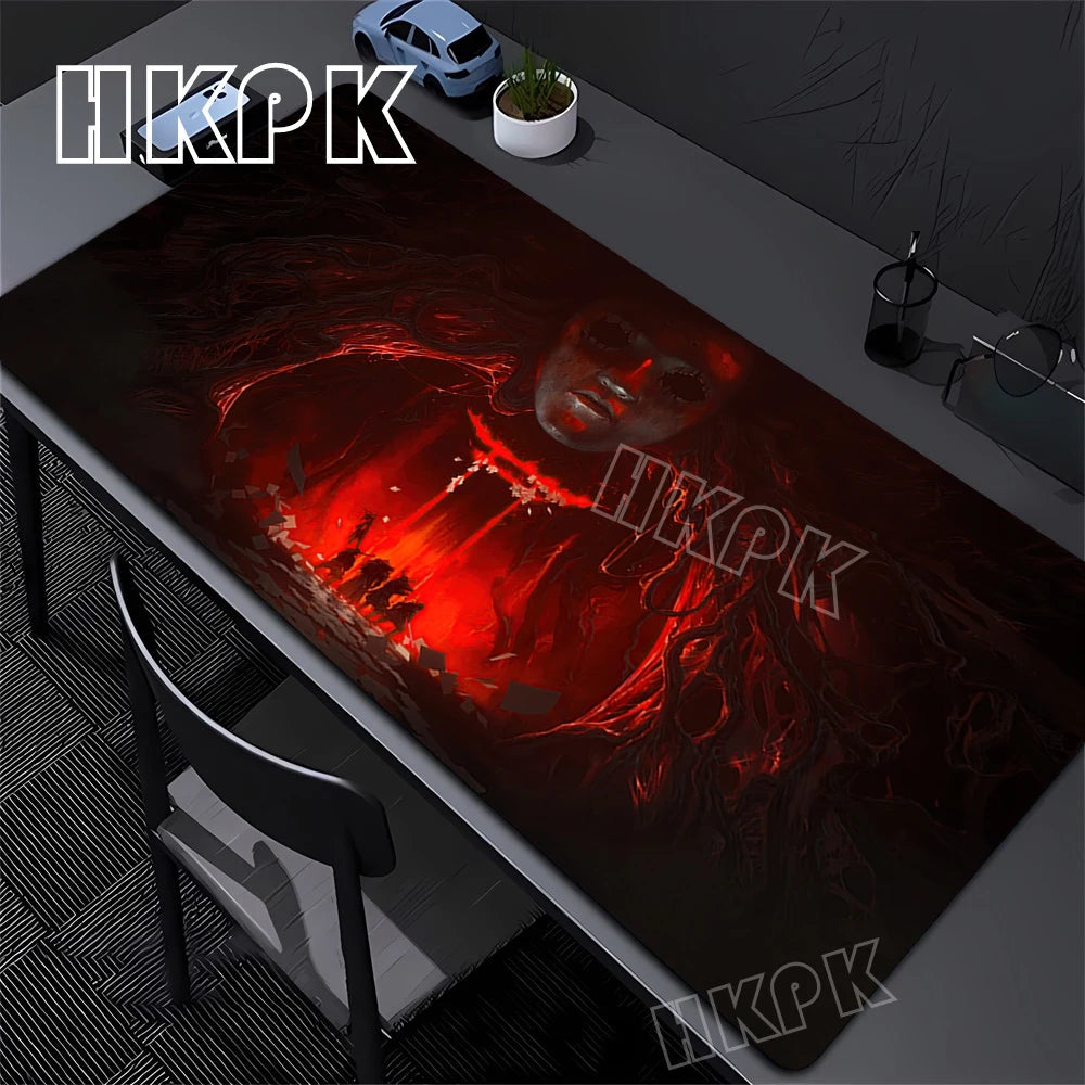 Large Computer Gamer Table Mat Ghost of Tsushima Samurai  Mouse Pad Laptop Desk Mats PC Mousepad Non-slip Rubber keyboard Pads