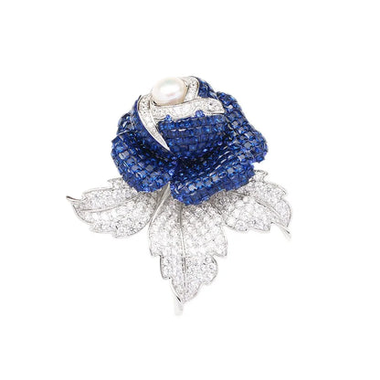 Heavy Industry Luxury Full Diamond Crystal Rose Brooches Fashion Flower Broche Coat Suit Exquisite Accessories Pins for Women