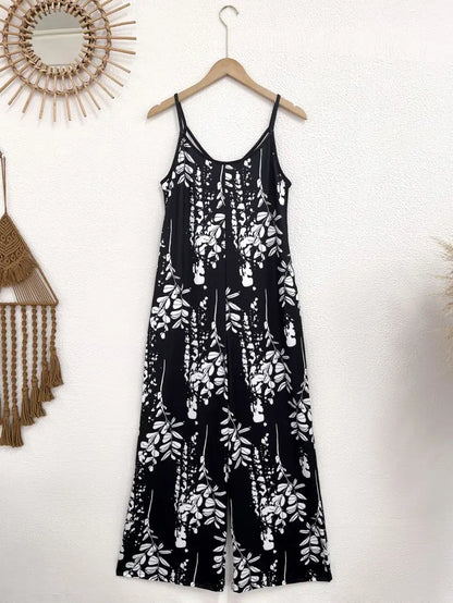 Slim Shoulder Strap Jumpsuit Vacation Style Loose Wide Legs for Slimming Home And Outdoor Wear Comfortable Fit Jumpsuit