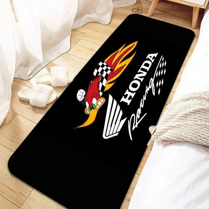 Racing Motorcycle Floor Mat, Non-Slip Dart Mat for Garage, Honda Style Motorcycle Show Carpet, Washable Anti-Slip Rug for Motocr