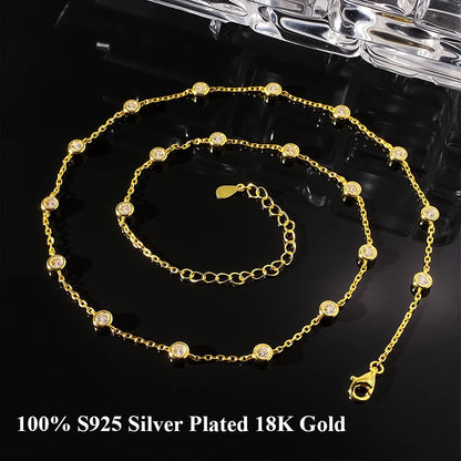 COSYA 2cttw 3mm Moissanite Necklace for Women S925 Silver Plated 18K GoldD Color Bezel Bubble Choker Chain Fine Jewelry Gift