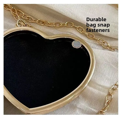 Diamond Evening Clutch Rhinestones Purse Ladies Fashion Bag Designer for Women Chain Shoulder Bag Luxury Small Bling Heart Shape