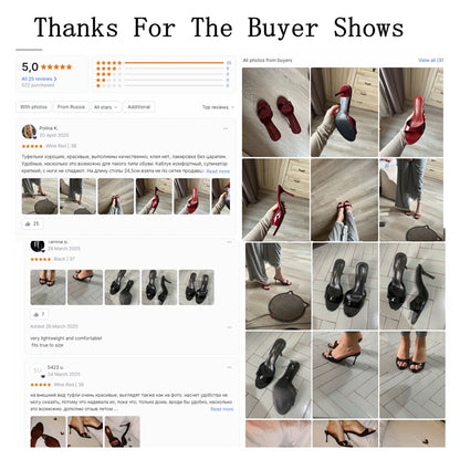Women Slippers Sandals Fashion Round Open Toe Thin High Heels Mule Slides Summer Party Dress Pumps Shoe Comfortable Sandal Mujer