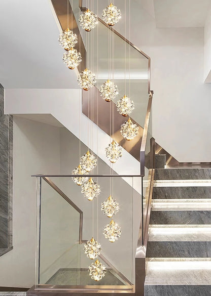 Modern Crystal stair chandelier lights indoor lighting Ceiling lamp hanging light led Chandeliers for living room indoor lightin