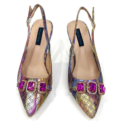 Newest Style Teal Sky Color Platform Design Peep Toe Ladies Shoes Matching Bag Set For Mature Women Heel Party Pump