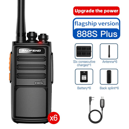 6-Pack Baofeng Walkie Talkie BF-888S PLUS 16CH 3-5km Long Range with Multi-unit Charging Portable Handheld Radio BF-888S Upgrad