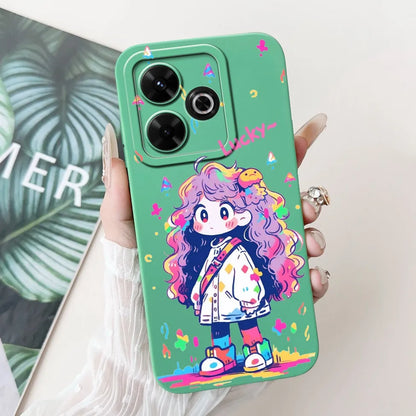 Casing For Redmi 13 Case 13 5G Cute Cat Fashion Luxury Flowers Silicone Shockproof Back Cover For Redmi 13 5G Phone Case Bumper