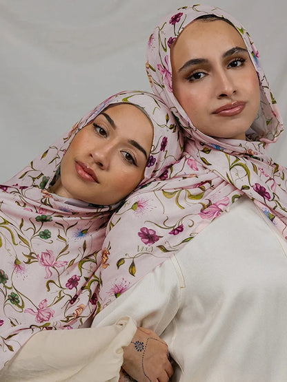 Ramadan Hijab for Women Bohemian Floral Print Shawl Watercolor Soft Muslim Hijabs Lightweight Wrap Scarf Headscarf Summer Beach