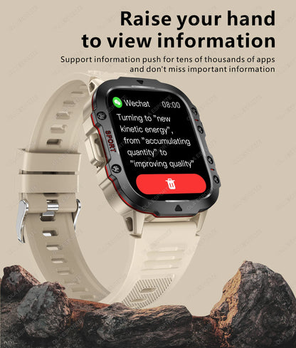 2025 New Military Smart Watch Men IP68 5ATM Outdoor Sports Fitness Tracker Health Monitoring 1.81Inch Bluetooth Calls Smartwatch