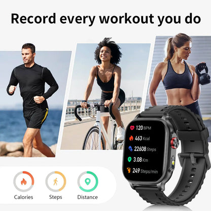 LIGE Militray 1400mAh Large Battery Smart Watch For Men 2.01 inch HD Screen 100+Sports Mode Bluetooth Call Men Women Smartwatch