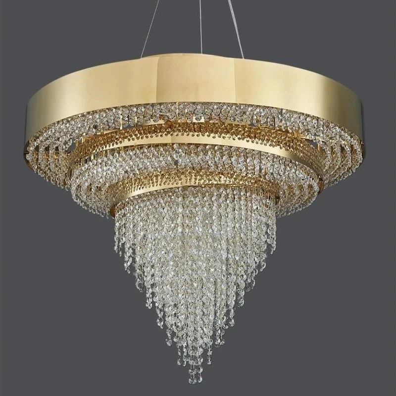 Luxury Crystal LED Hanging Chandeliers Italian Design Modern Pendant Lights Living Dining Room Home Restaurant Lighting Fixtures