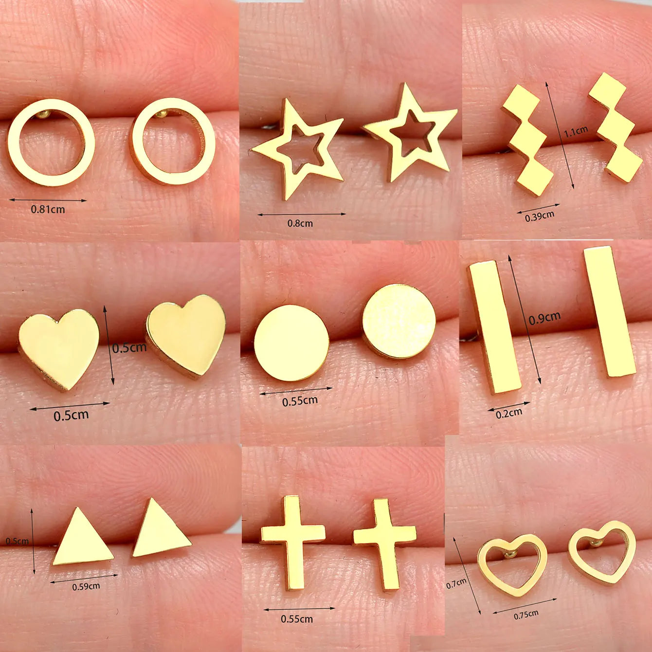 Minimalist Stainless Steel Earings Mini Heart Star Geometric Stud Earrings For Women Cute Cat Dog Flower Leaf Earrings Jewelry
