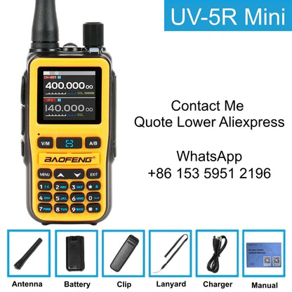 Baofeng Uv-5R Mini 5W /1pcs Walkie Talkie Long Range Smartphone Programming