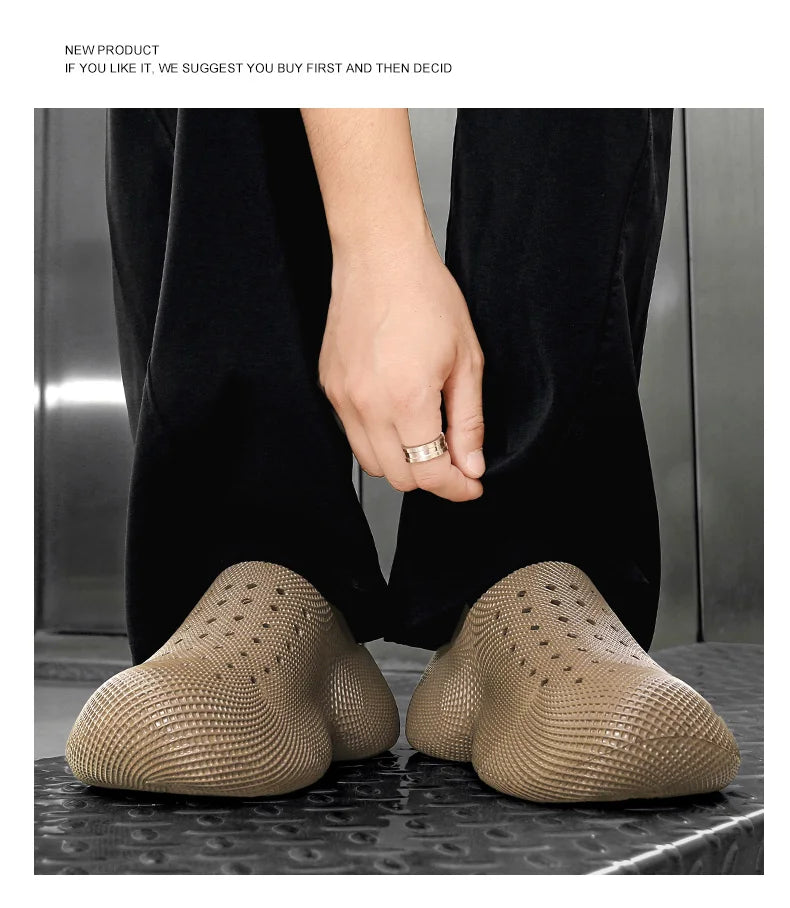 New Summer Fashion Couple Slippers EVA Baotou Men's Sandals Outdoor Thick Bottom Hole Shoes Luxury Beach Men Garden Shoes