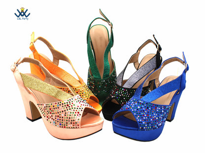 Buckle Strap Sandals Nigerian Women Shoes and Bag Set in Green Color with Wedges Heels For Ladies Party