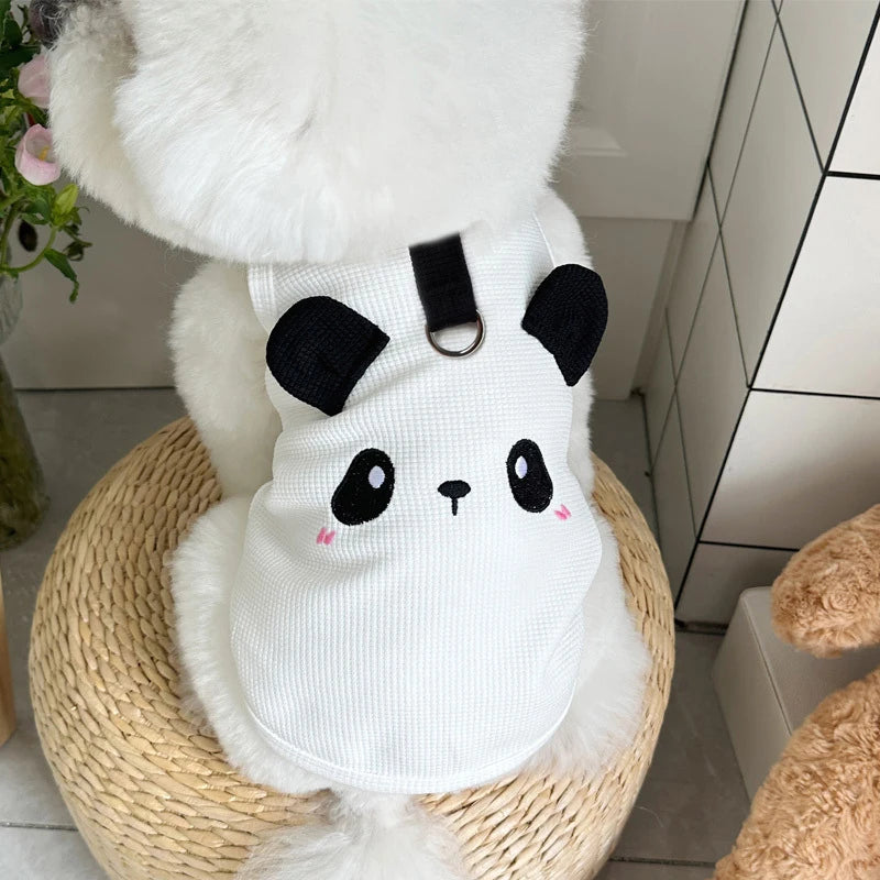 1pc Waffle Knit Pet Vest Cute Puppy Coat Shirts With Leash Ring Adjustable Breathable Dog And Cat Shirt For Spring/summer