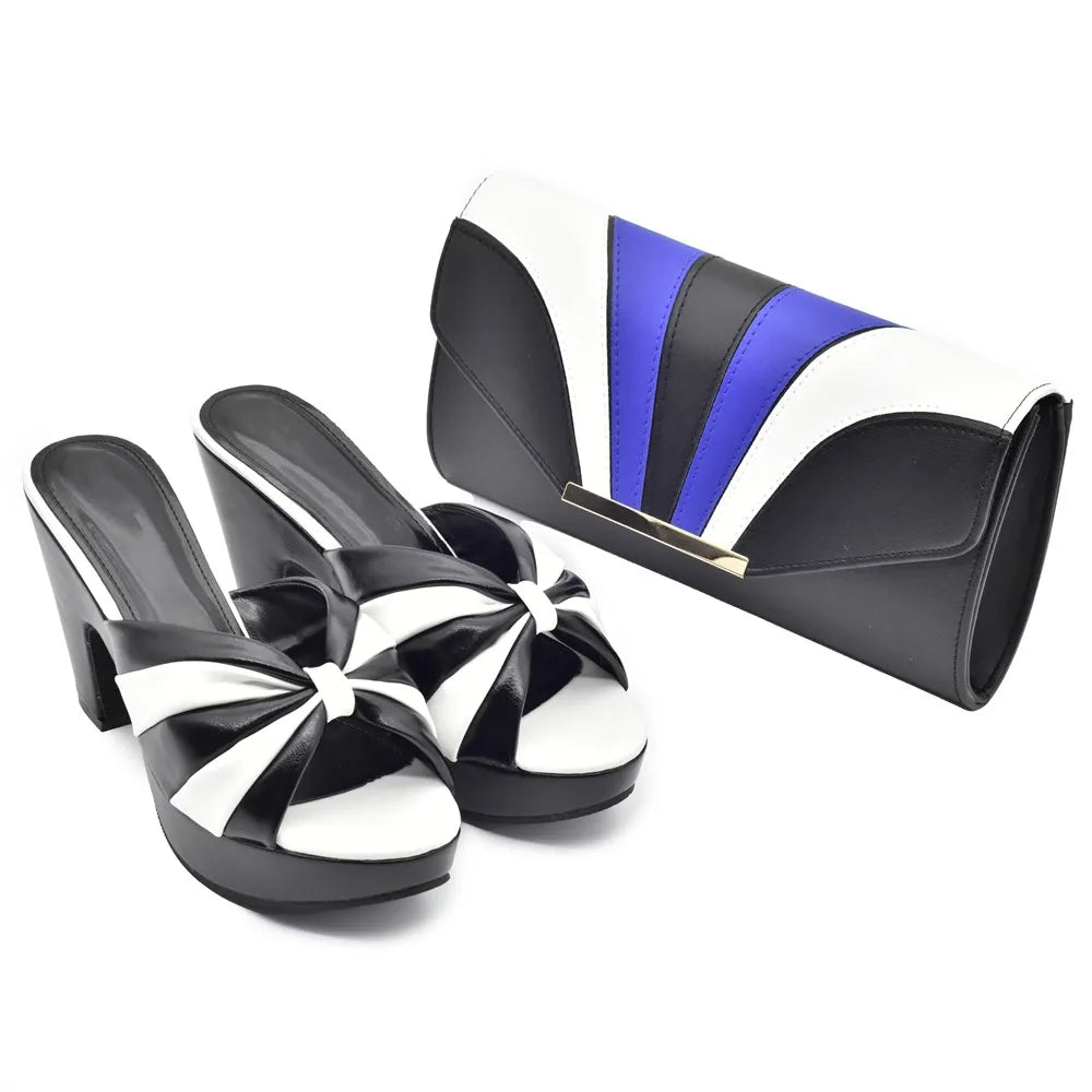 Italian Shoes and Bags Matching Set High Heels Women Wedges Shoes for Women Nigerian Party Women with Bag Set Plus Size Heels 42