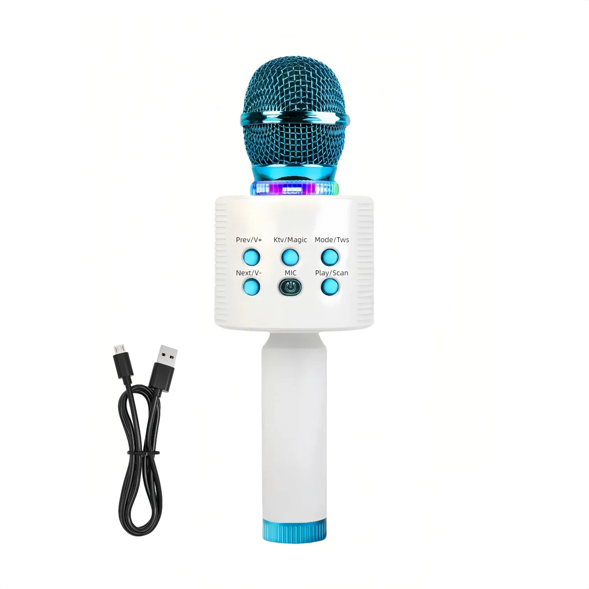 Wireless Karaoke Microphone Bluetooth Speaker LED Light Portable Singing Mic with Voice Changer for Kids Adults Party Outdoor Birthday Gift Car Travel Home KTV Rechargeable Handheld Karaoke Machine Christmas Present Fun Toy C