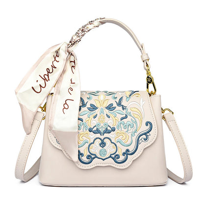 Fashion Embroidery Shoulder Bag Women Designer High Quality Leather Handbag Purse Ladies Small Crossbody Messenger Bag Female