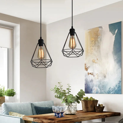 Vintage Pendant Lamp Iron Frame Ceiling Lighting Paint Restaurant Teahouse Chandelier Indoor Wrought Metal Modern Pendant Lights
