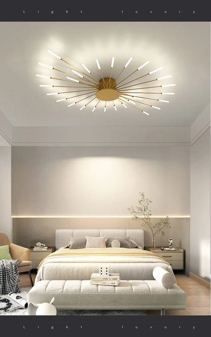 Minimalist LED Ceiling Lamp, Elegant Swirl Firework Design for Living Room, Bedroom, Dining Room