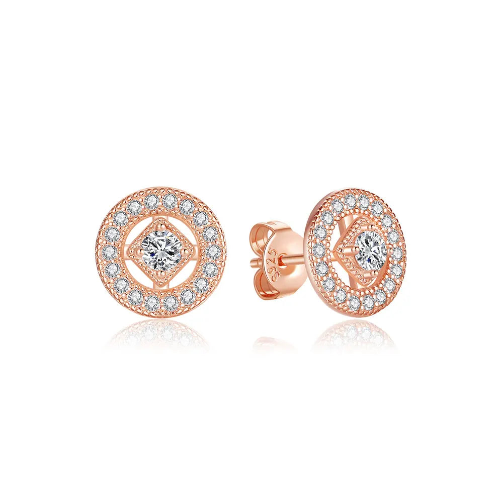 Original 925 Sterling Silver Earrings Infinity Love Heart Piercing Crystals Stud Earings For Women Birthday Gift Luxury Jewelry