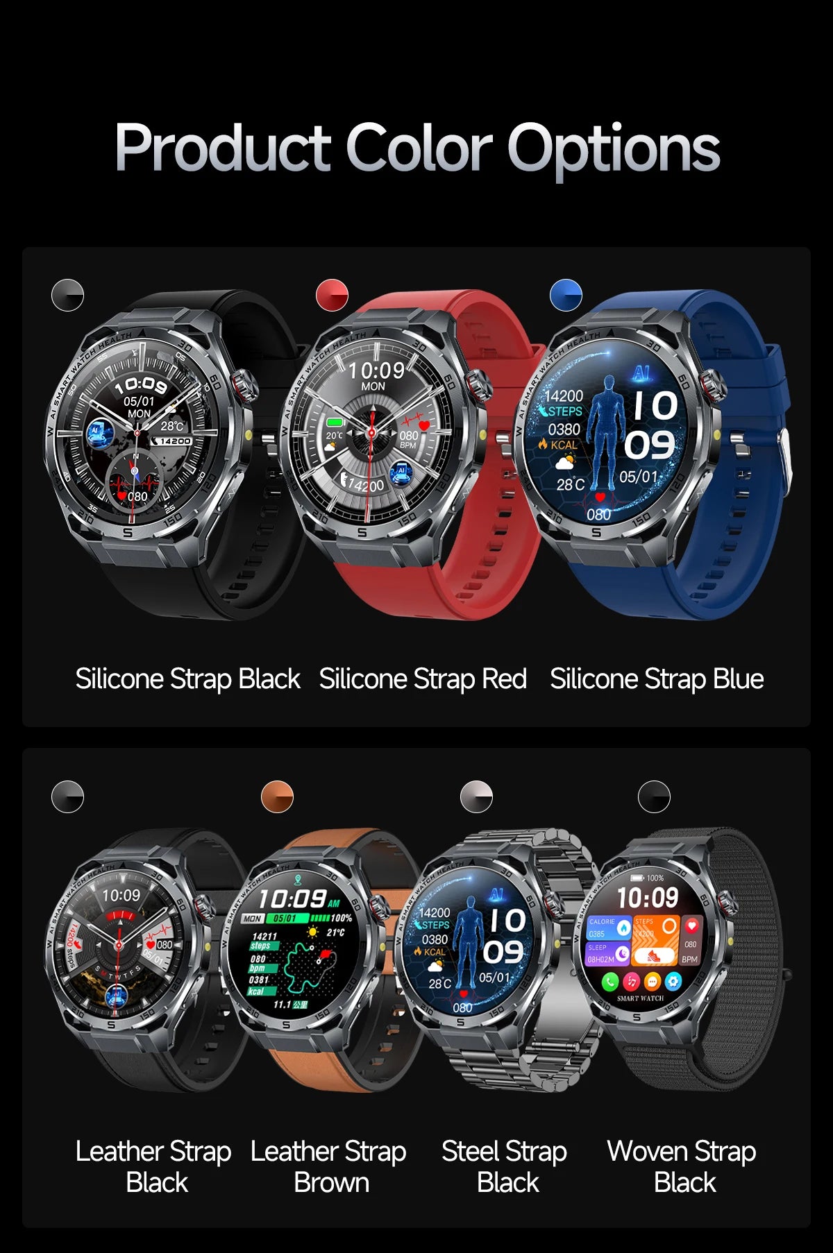 2026 New ECG+PPG Body Fat Analysis Health Smart Watch Uric Acid BP Blood Oxygen Bluetooth call Sports Smart Watch For Men Women