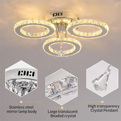 Modern Pendant Light Led Crystal Ring Ceiling Lamp Living Dining Room Chandelier Lustre Bedroom Luxury Home Decor Fixture Lumina