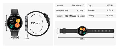 2026 New 1.32" AMOLED Smartwatch Man 466*466 Resolution Bluetooth Call LED Flashlight Fitness Tracker Smart Watch For Men Women