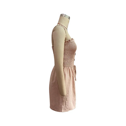 Summer Leisure Vacation, European and American Solid Color High Waist Design, Strapless Jumpsuit Shorts