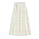 SENTUBILA Women's Summer Skirt 2026 Elegant Elastic Waist Sheen Flowy A Line Long Skirt for Woman Ladies Clothes 162QG4909