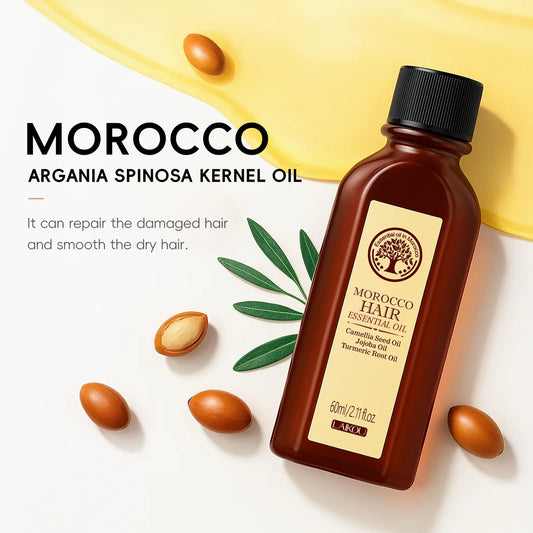 Laikou Morocco Hair Essential Oil 60ml Repair Damaged Hair Anti Frizz Nourishing Smoothing Argan Oil For All Hair Types