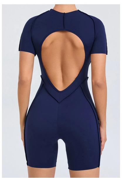 Women's Sports Jumpsuit Kit Yoga Fitness Bodysuit Hip-lifting Open Back Tight High Elasticity Outdoors Gym Workout Sexy Clothes