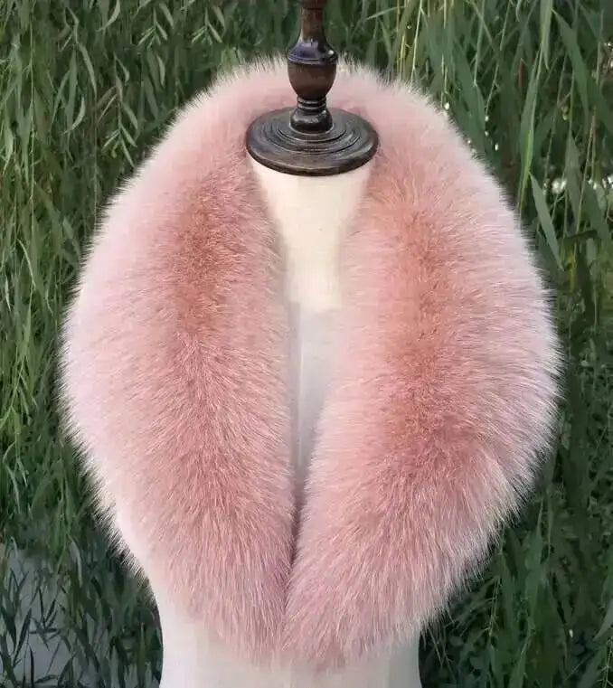 Natural Color Raccoon Fox Real Fur Collar Scarf Genuine Big Size Scarves Warp Shawl Neck Warmer Stole Muffler with Clip Loops #6