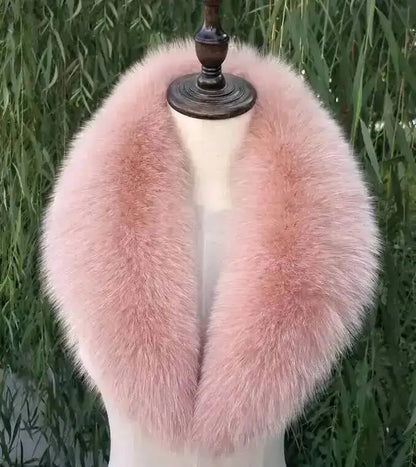 Natural Color Raccoon Fox Real Fur Collar Scarf Genuine Big Size Scarves Warp Shawl Neck Warmer Stole Muffler with Clip Loops #6