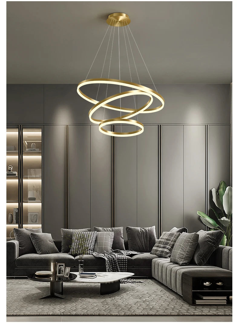 Mordern Minimalist Hign-end LED Pendant Lights Designer Circle Chandelier Home Rooms Decoration for Hall Living Lamping Fixtures
