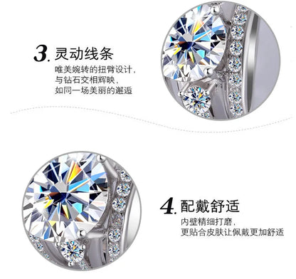 Women's PT950 Platinum Wedding Ring, Sansheng Sanshi Theme, Full Moissanite 5Ct Crown Pigeon Egg Design