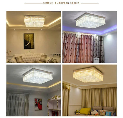 K9 Crystal Ceiling Lights LED Modern Lamps Luxury Chandelier Living Room Dining Bedroom Rectangle LED Lighting Hotel Mall Shop