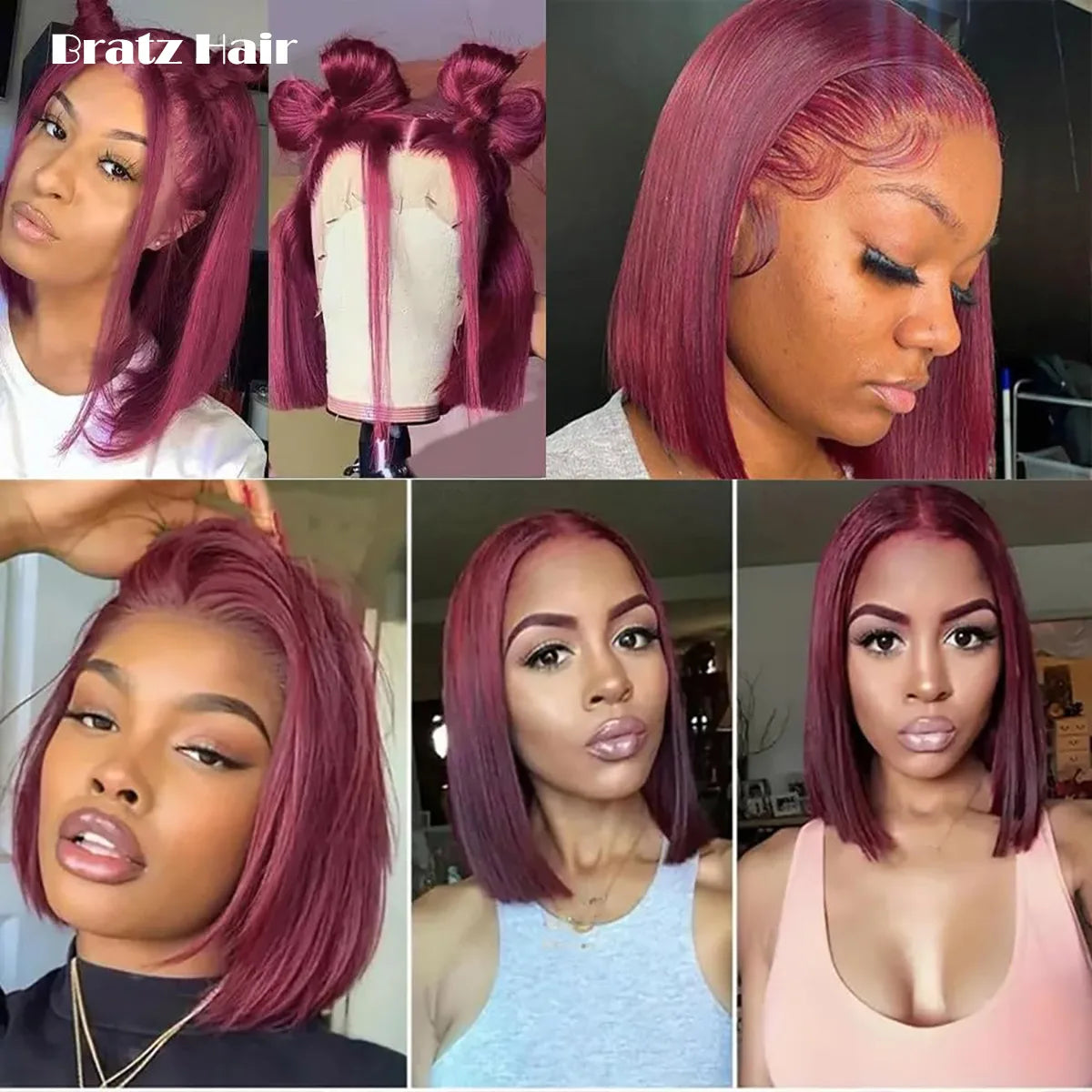 99j Burgundy Lace Front Wigs Human Hair Glueless Bob Wig Human Hair 13x4 Lace Front Wig Pre Plucked Straight Wine Red Bob Wigs