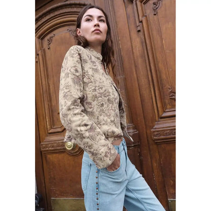 Early Autumn New Arrival Women's Fashion Floral Print Top Short Jacket ZR Style 9942158 Ladies' Premium Set Work Uniform