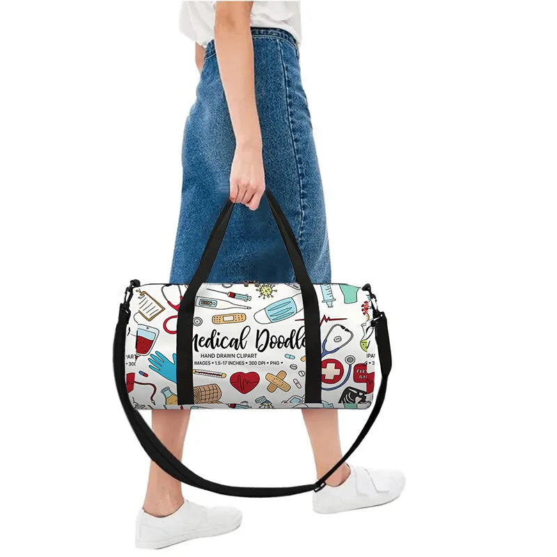 Classic Popular medical care Haircut tools 3D Printed Travel Bags Barrel Shape Crossbody Bag Outdoor Sports Bags Gym Yoga Bag